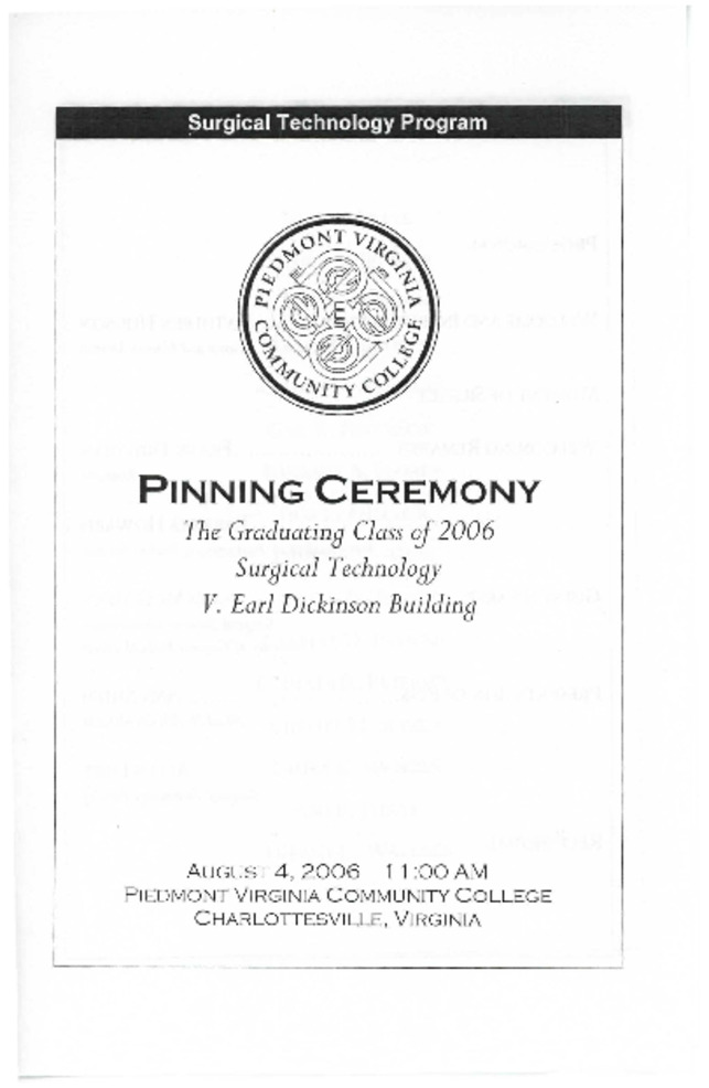 Surgical Technology Program Pinning Ceremony, 2006 Thumbnail