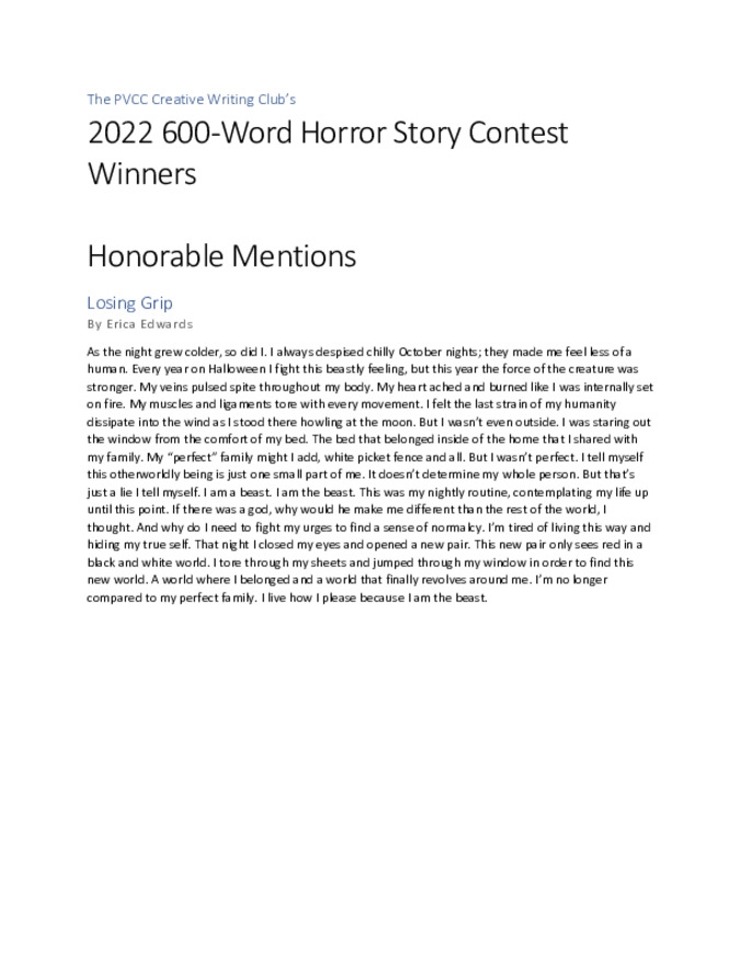2022 Horror Story Contest Miniature