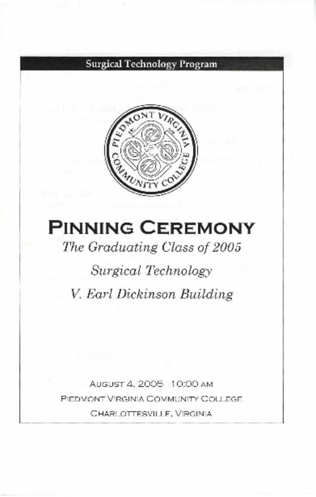 Surgical Technology Program Pinning Ceremony, 2005 Thumbnail