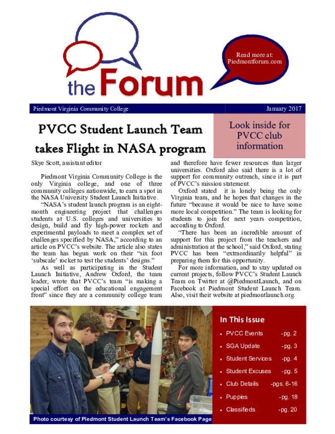 PVCC Student Launch Team takes Flight in NASA program Thumbnail