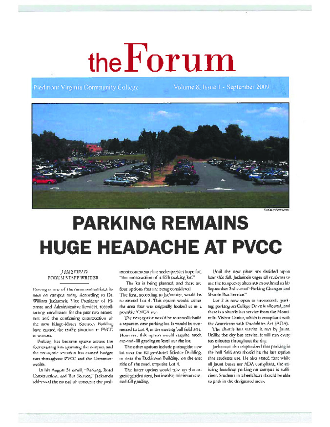 2009.09 Forum, Volume 8 Issue 1 Thumbnail